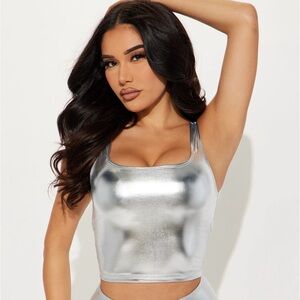 Metallic Cropped Tank Top
